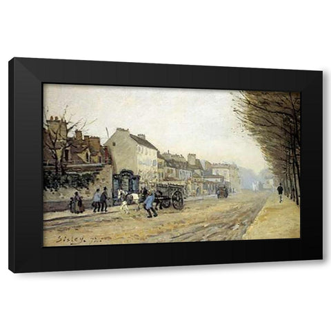 Boulevard Heloise Argenteuil Black Modern Wood Framed Art Print with Double Matting by Sisley, Alfred