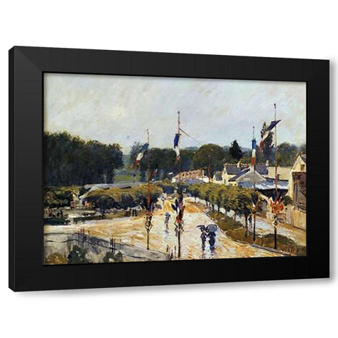 Fete Day At Marly Le Roi Black Modern Wood Framed Art Print by Sisley, Alfred