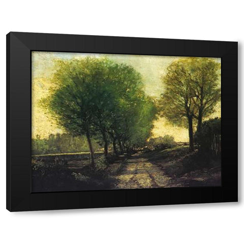 Lane Near A Small Town Black Modern Wood Framed Art Print with Double Matting by Sisley, Alfred