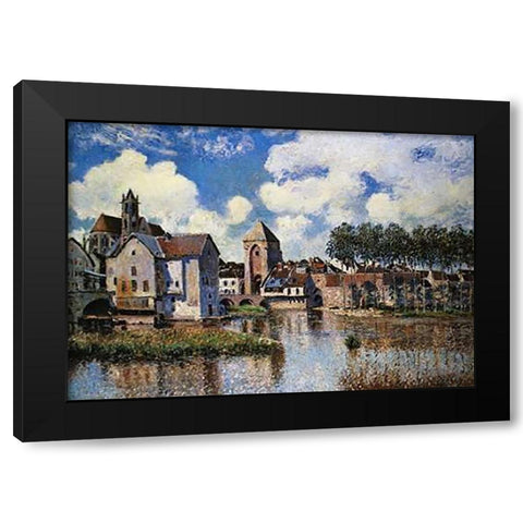 Moret Sur Loing Black Modern Wood Framed Art Print by Sisley, Alfred