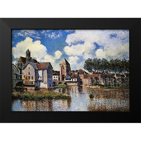 Moret Sur Loing Black Modern Wood Framed Art Print by Sisley, Alfred