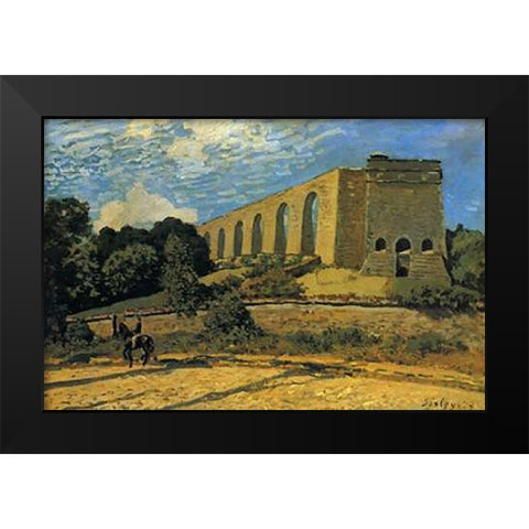 The Aquaduct At Marly Black Modern Wood Framed Art Print by Sisley, Alfred