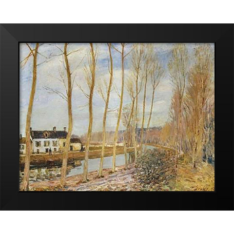 The Canal Du Loing At Moret Black Modern Wood Framed Art Print by Sisley, Alfred