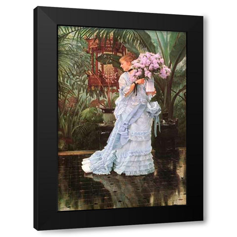 Bunch Of Lilacs Black Modern Wood Framed Art Print by Tissot, James