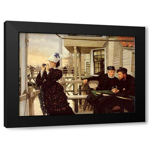 Captains Daughter Black Modern Wood Framed Art Print with Double Matting by Tissot, James