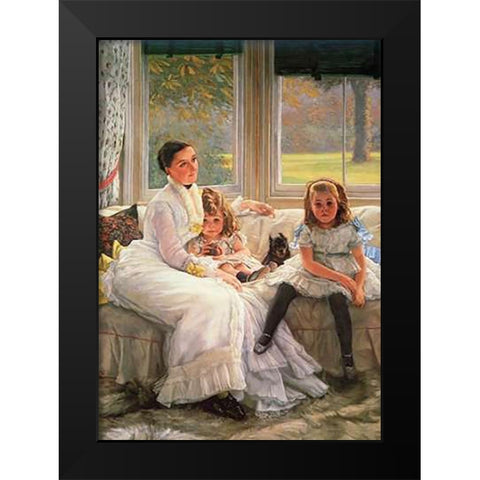 Chapple Gill Family Lower Lea Woolton Black Modern Wood Framed Art Print by Tissot, James