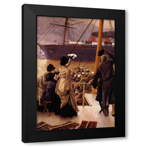 Goodbye On The Mersey Black Modern Wood Framed Art Print by Tissot, James Jacques