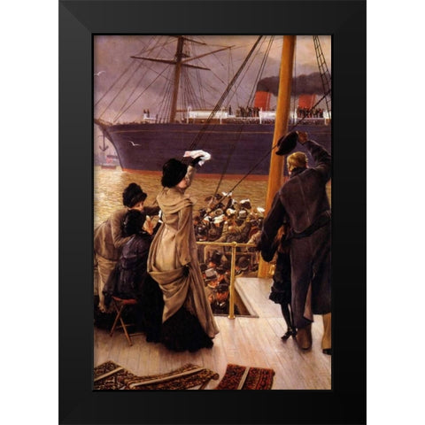 Goodbye On The Mersey Black Modern Wood Framed Art Print by Tissot, James Jacques