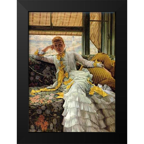 July Black Modern Wood Framed Art Print by Tissot, James