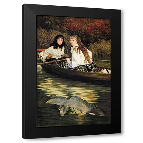 On The Thames A Heron 1872 Black Modern Wood Framed Art Print with Double Matting by Tissot, James