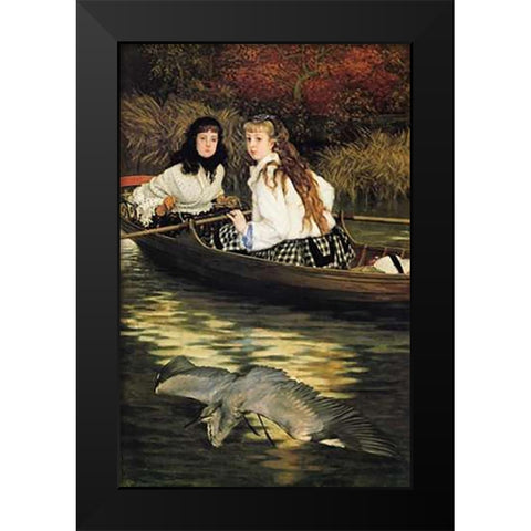 On The Thames A Heron 1872 Black Modern Wood Framed Art Print by Tissot, James