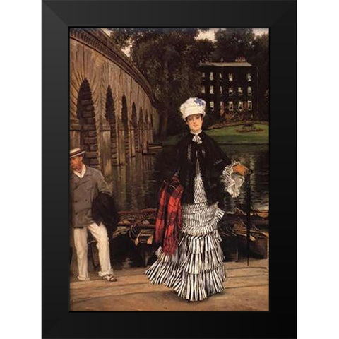 Return From Boating Trip Black Modern Wood Framed Art Print by Tissot, James