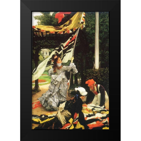 Still On Top Black Modern Wood Framed Art Print by Tissot, James Jacques