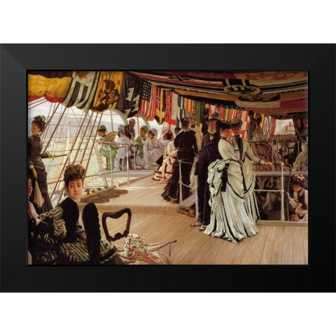 The Ball On Shipboard Black Modern Wood Framed Art Print by Tissot, James Jacques