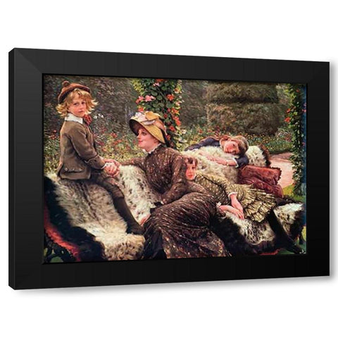 The Garden Bench Black Modern Wood Framed Art Print by Tissot, James