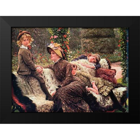The Garden Bench Black Modern Wood Framed Art Print by Tissot, James