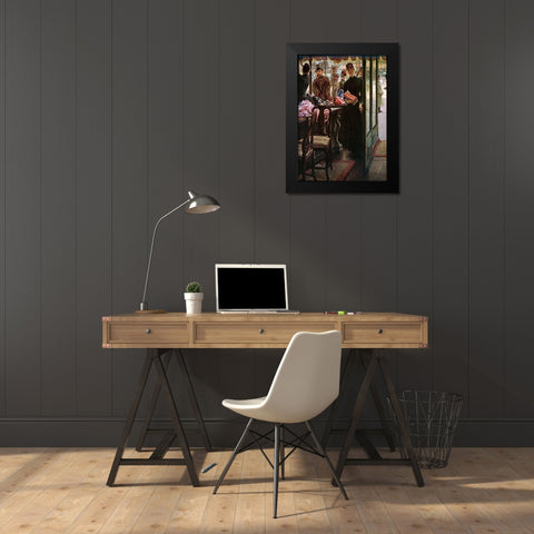 The Shop Girl Black Modern Wood Framed Art Print by Tissot, James