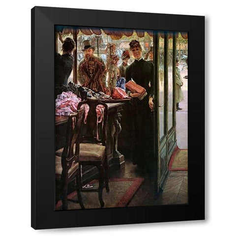 The Shop Girl Black Modern Wood Framed Art Print by Tissot, James
