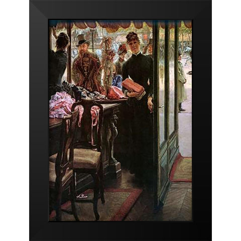 The Shop Girl Black Modern Wood Framed Art Print by Tissot, James