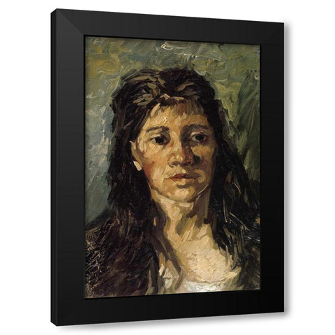 Head Of A Woman Black Modern Wood Framed Art Print by Van Gogh, Vincent