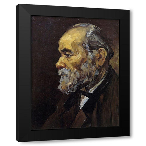 Head Of An Old Man Black Modern Wood Framed Art Print by Van Gogh, Vincent