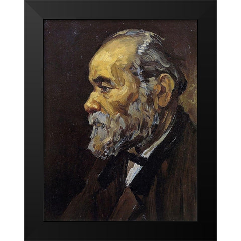 Head Of An Old Man Black Modern Wood Framed Art Print by Van Gogh, Vincent
