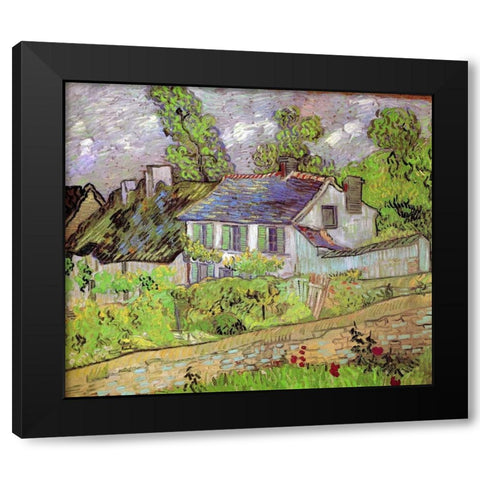 House In Auvers Black Modern Wood Framed Art Print with Double Matting by Van Gogh, Vincent