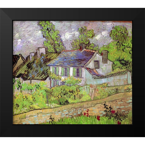 House In Auvers Black Modern Wood Framed Art Print by Van Gogh, Vincent
