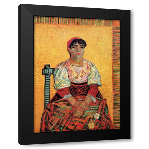 Italian Woman Black Modern Wood Framed Art Print with Double Matting by Van Gogh, Vincent