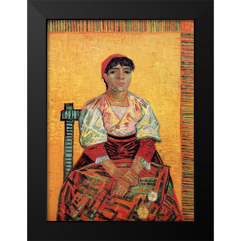 Italian Woman Black Modern Wood Framed Art Print by Van Gogh, Vincent