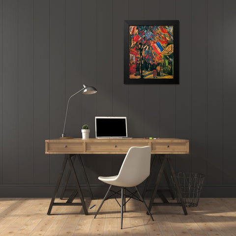 July 14th Celebration Paris Black Modern Wood Framed Art Print by Van Gogh, Vincent