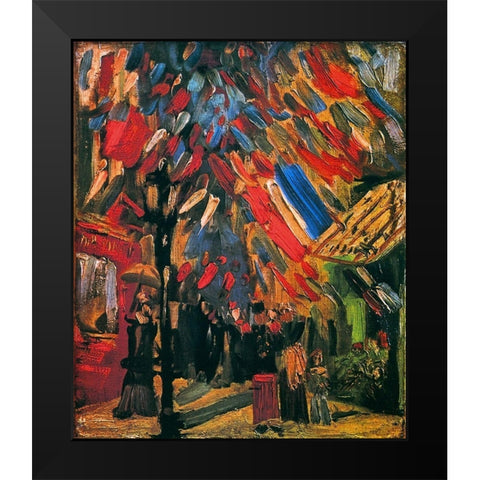 July 14th Celebration Paris Black Modern Wood Framed Art Print by Van Gogh, Vincent