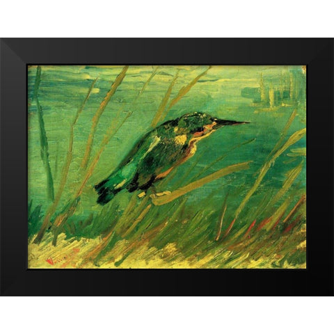Kingfisher Black Modern Wood Framed Art Print by Van Gogh, Vincent
