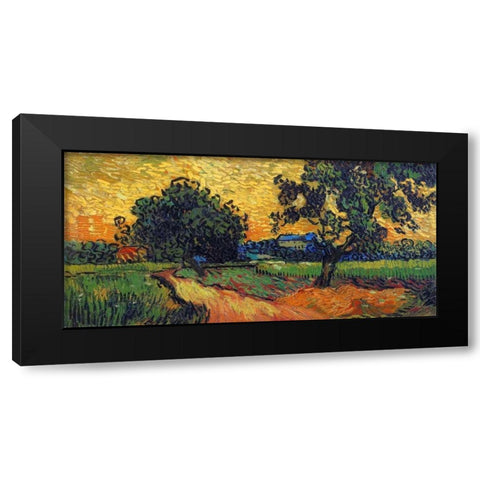 Landscape At Twilight Black Modern Wood Framed Art Print by Van Gogh, Vincent