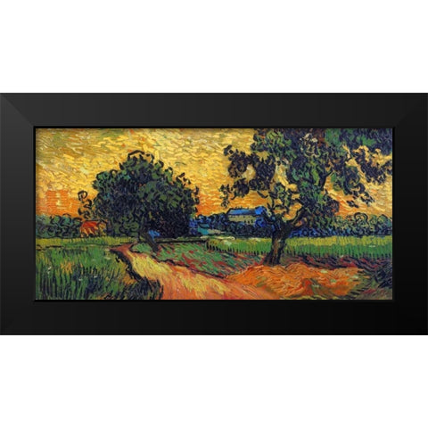 Landscape At Twilight Black Modern Wood Framed Art Print by Van Gogh, Vincent