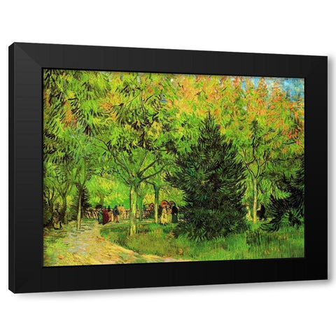 Lane In Public Gardens Arles Black Modern Wood Framed Art Print with Double Matting by Van Gogh, Vincent