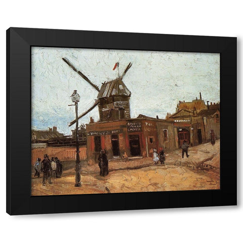 Le Moulin De La Galette 2 Black Modern Wood Framed Art Print with Double Matting by Van Gogh, Vincent