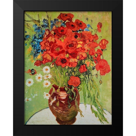 Marguerites et coquelicots Black Modern Wood Framed Art Print by Van Gogh, Vincent