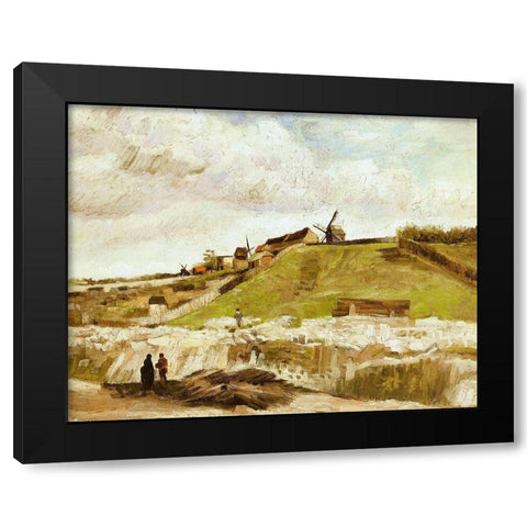 Montmartre Quarry Mills Black Modern Wood Framed Art Print with Double Matting by Van Gogh, Vincent