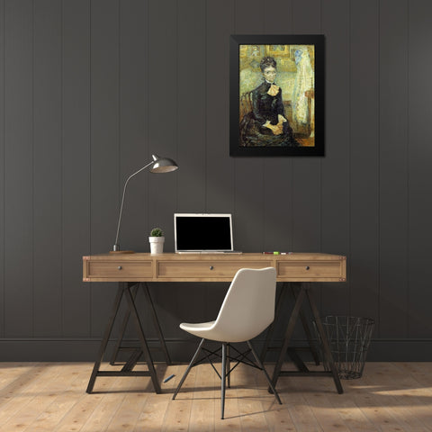 Mother By Cradle Black Modern Wood Framed Art Print by Van Gogh, Vincent