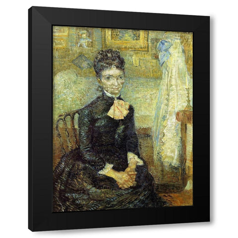 Mother By Cradle Black Modern Wood Framed Art Print with Double Matting by Van Gogh, Vincent