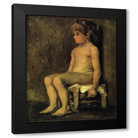 Nude Study Of A Little Girl Seated 1886 Black Modern Wood Framed Art Print with Double Matting by Van Gogh, Vincent
