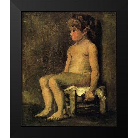 Nude Study Of A Little Girl Seated 1886 Black Modern Wood Framed Art Print by Van Gogh, Vincent