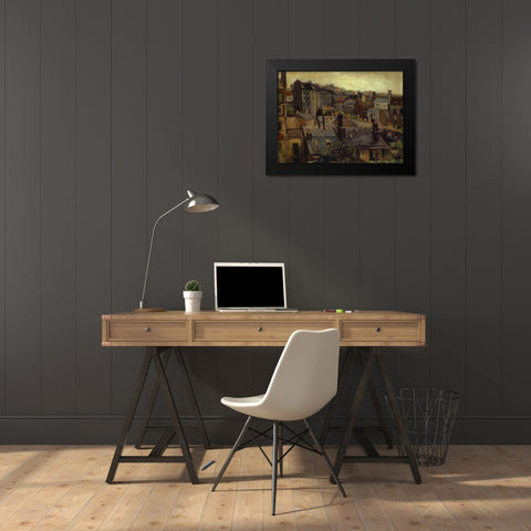 Roofs In Paris Black Modern Wood Framed Art Print by Van Gogh, Vincent