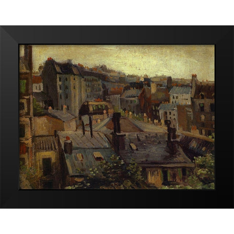 Roofs In Paris Black Modern Wood Framed Art Print by Van Gogh, Vincent