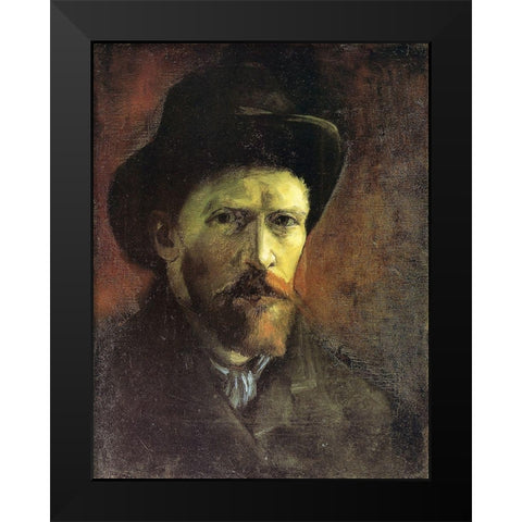 Self Portrait Dark Felt Hat Black Modern Wood Framed Art Print by Van Gogh, Vincent