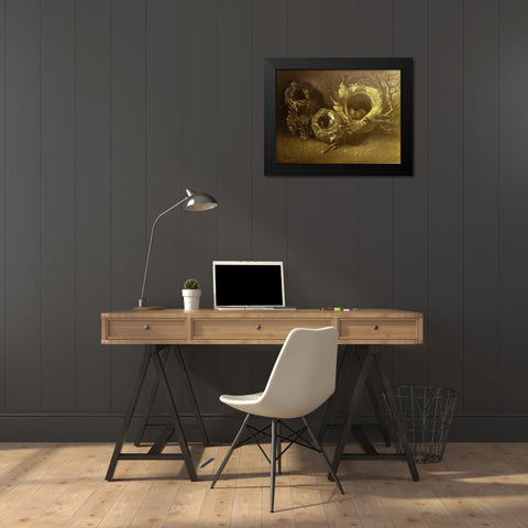 Still Life With Three Birds Nests Black Modern Wood Framed Art Print by Van Gogh, Vincent