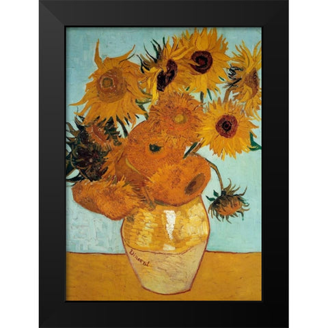 Sunflowers 1888 - 3 Black Modern Wood Framed Art Print by Van Gogh, Vincent