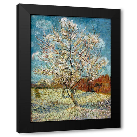 The Pink Peach Tree 1888 Black Modern Wood Framed Art Print by Van Gogh, Vincent