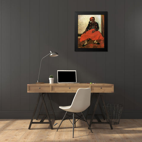 The Seated Zouave Black Modern Wood Framed Art Print by Van Gogh, Vincent